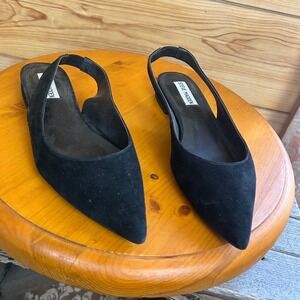 Steve Madden Envi Black Suede Pointed Toe Slingback Flats Mens 8B Low Heel Shoes